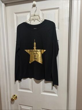 Timex Black Long Sleeve Shirt with Metallic Gold Star
